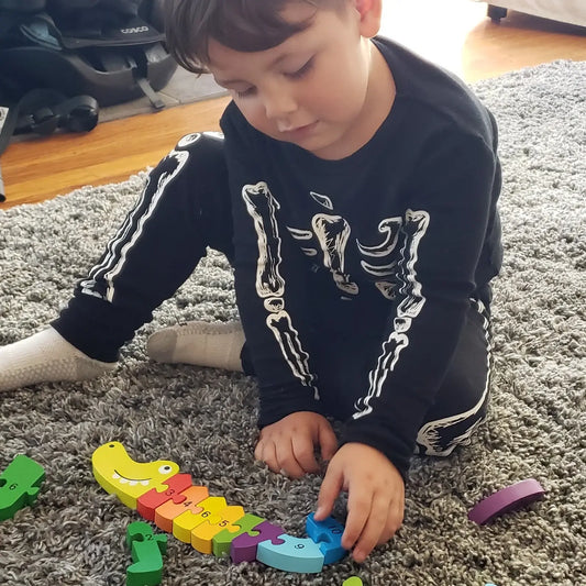 Chunky Wooden Animal Puzzles - Color & Number Learning Toy for Toddlers