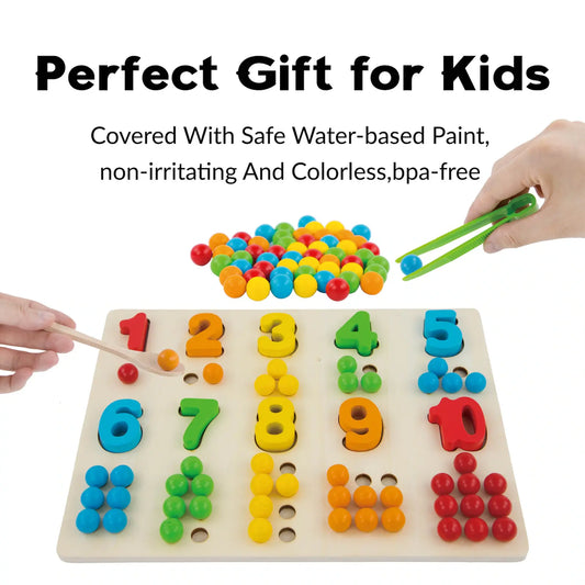 Montessori Wooden Math Board - Counting & Number Matching Toy for Toddlers