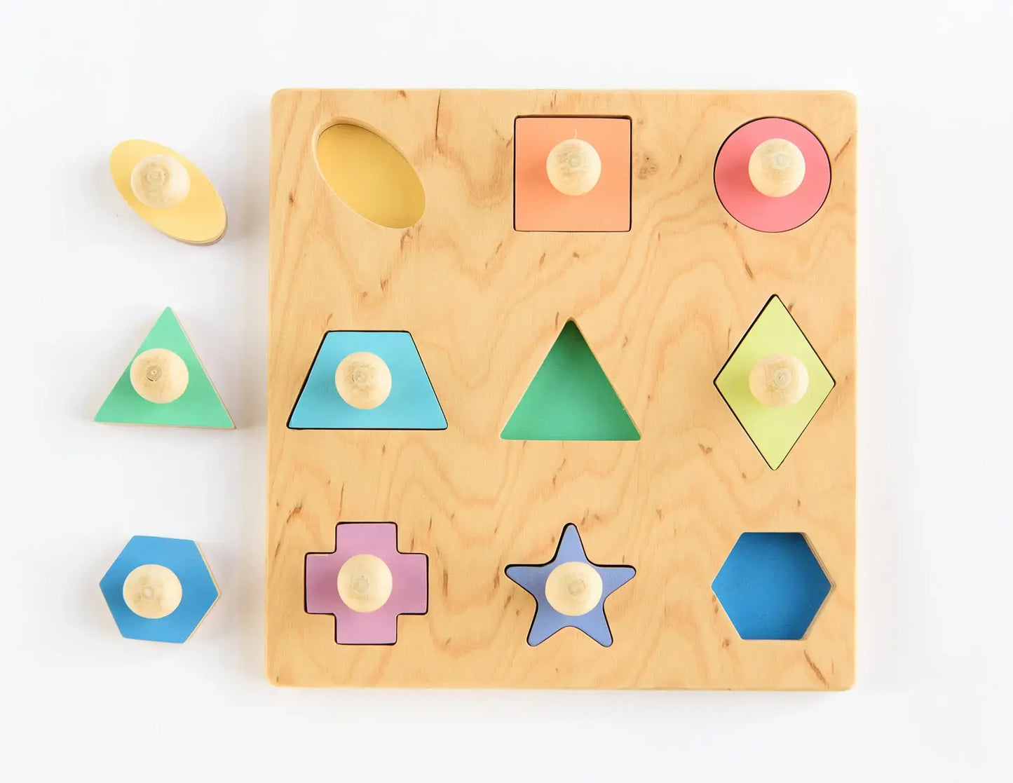 Geometric Shape Wooden Puzzle - Montessori Sorting Toy for Toddlers