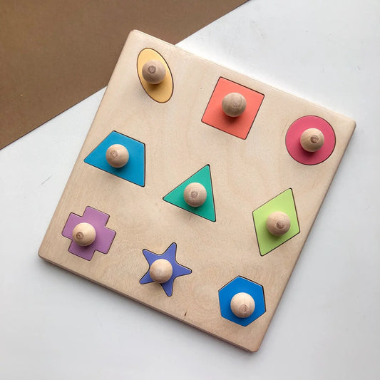 Geometric Shape Wooden Puzzle - Montessori Sorting Toy for Toddlers