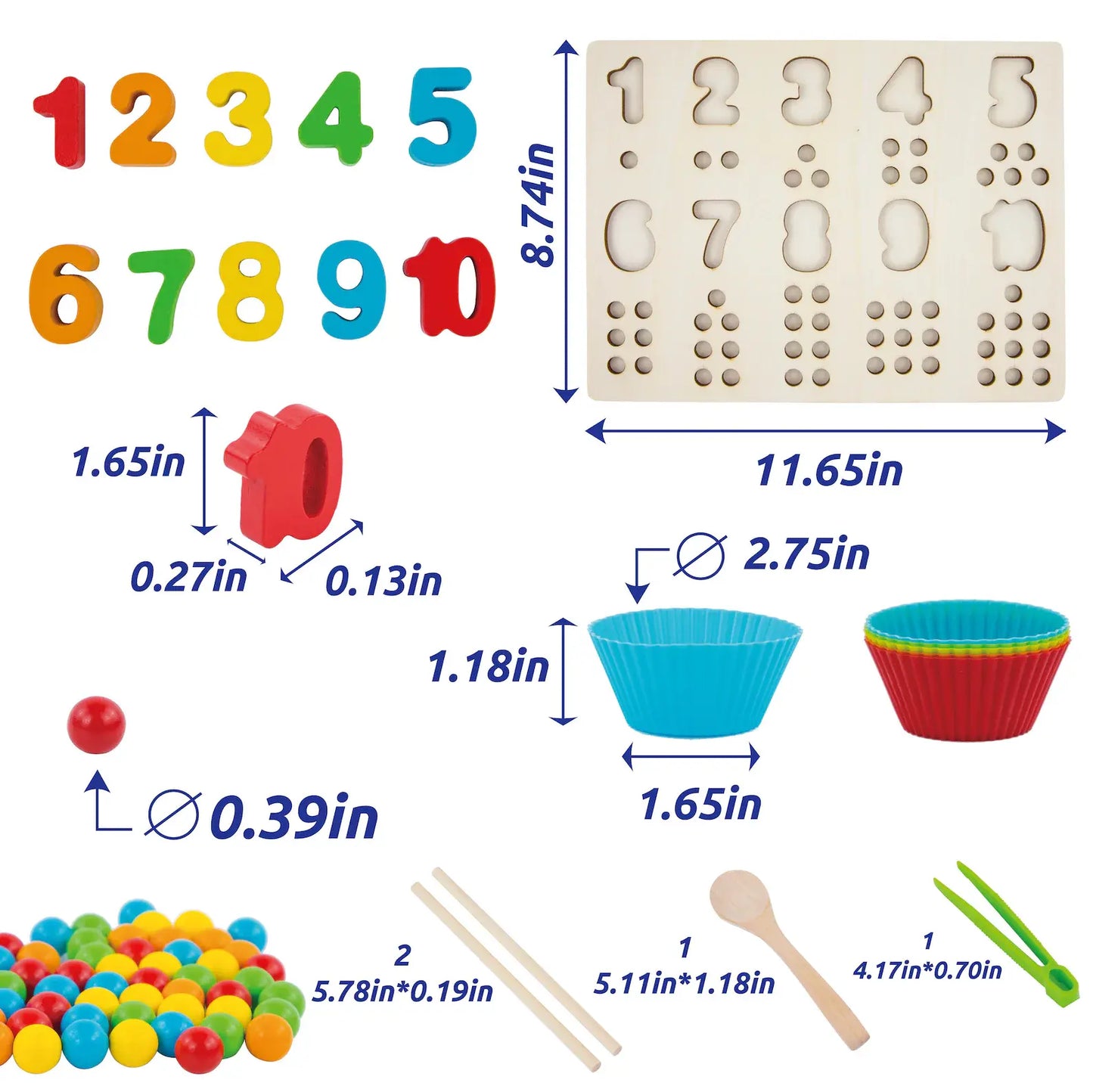 Montessori Wooden Math Board - Counting & Number Matching Toy for Toddlers